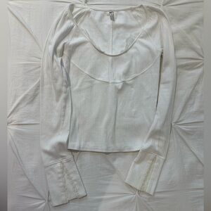 Free People White Lace Longsleeve Top